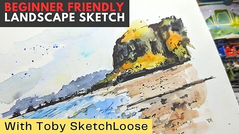 Easy Watercolor & Ink Landscape Tutorial! Simple Beginner Tutorial + Pro Tips 🎨