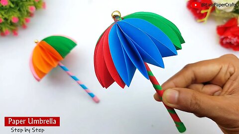How to Make a Paper Umbrella | Handmade Paper Toys | Easy Paper Crafts Step by Step
