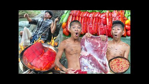 Survival in the rainforest, Cooking pork belly delicious eating