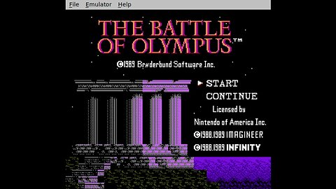 Nes game title screen: Batlle of Olympus