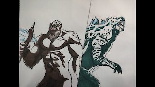 Kong vs Godzilla Drawing
