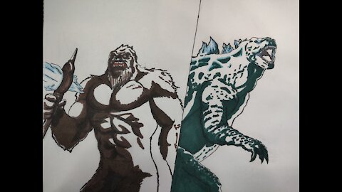 Kong vs Godzilla Drawing