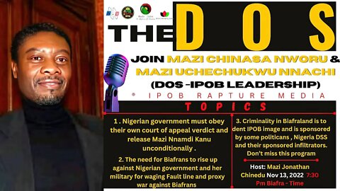 THE DOS: Join Mazi Chinasa Nworu & Mazi Uchechukwu Nnachi Incisive Broadcast | Nov 13, 2022