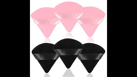 Triangle Powder Puff Makeup Sponge,6 Pcs Ultra Soft Made of Cotton Velour With Strap,Designed f...