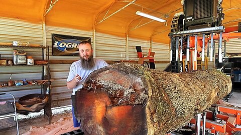 Turning a Massive Cherry Log into Stunning Creations through Skillful Sawing