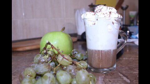 Making Viennese coffee is easy. Coffee with cream