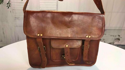 Real Goat Leather Laptop Messenger Bag Briefcase Satchel by handmadecraft review