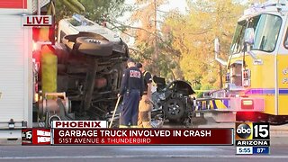 Garbage truck involved in crash