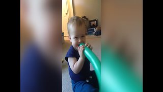 Baby Can't Stop Laughing at Balloon