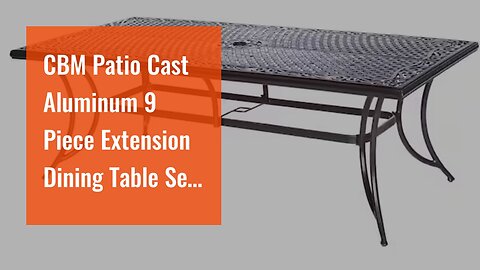 CBM Patio Cast Aluminum 9 Piece Extension Dining Table Set with 2 Swivel Rockers and 6 Arm Chai...