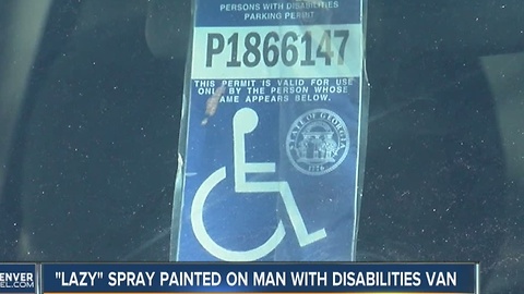 A Lakewood man with disability finds the word "Lazy" spray-painted on his car