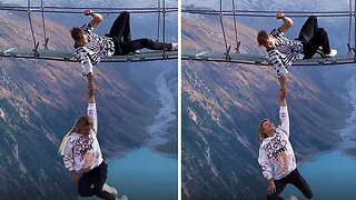 Couple performs incredibly brave stunt