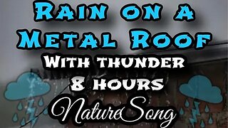 RAIN ON A METAL ROOF sounds for sleeping - thunder - 8 hours - black screen