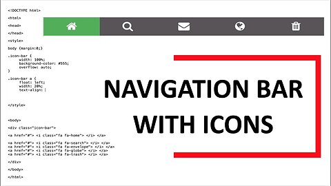 How To CREATE a Navigation Bar with Icons Using HTML5 & CSS3 - Basic Tutorial | New