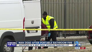 Man dead after portable bathroom fire outside Ravens Stadium