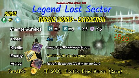 Destiny 2 Legend Lost Sector: Throne World - Extraction on my Strand Hunter 10-17-23