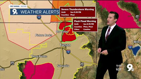 Severe thunderstorm, flash flood warnings issued for Catalina Foothills and Oro Valley