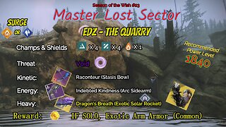 Destiny 2 Master Lost Sector: EDZ - The Quarry on my Void Hunter 4-18-24