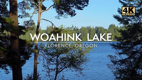 Relaxing Late Afternoon View of Woahink Lake in Florence, Oregon | 4K