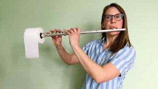 Flute player does the toilet paper challenge