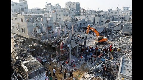 The aftermath of the Israeli Air Force bombardment on the town of Khan Younis.