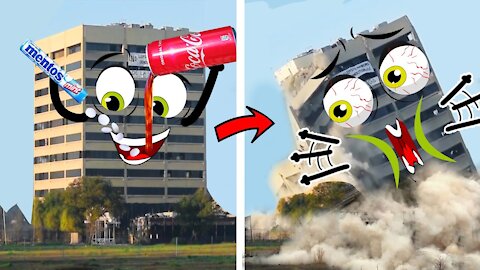 Building Demolition by Coca Mentos | Heavy Equipment Machines Destroy Building