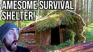 Survival Hut with Inside Fire Pit: Full Build