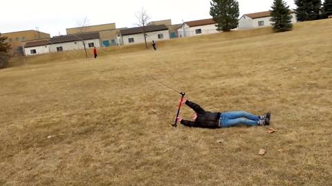 Young Girl Fails At Kite Flying