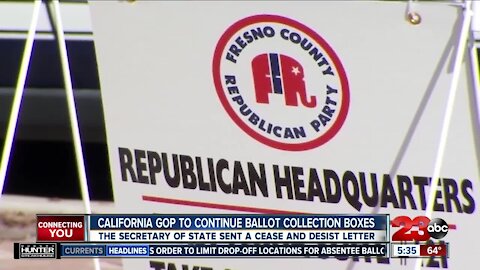 California GOP to continue ballot collection boxes despite cease and desist order
