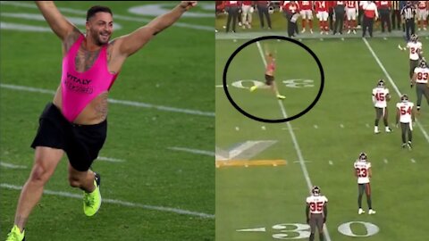 Streaker Runs Onto Field During Superbowl In Pink Bikini (Multiple Angles)