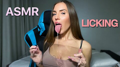 Awesome licking glass and spit painting ASMR