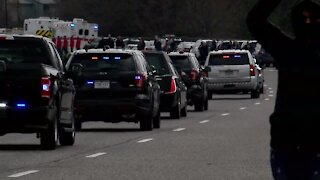 Procession brings body of Officer Eric Talley from Boulder County to Aurora funeral home