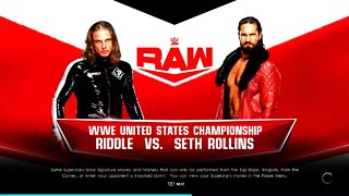 WWE Monday Night Raw Matt Riddle vs Seth Freakin Rollins for the WWE United States Championship