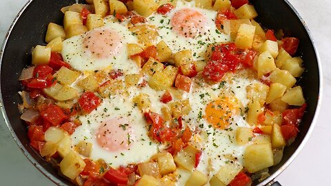 Eggs with Tomatoes & Potatoes ~ Afghani Omelette 🍳 Easy Afghani Style Breakfast