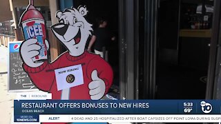 Restaurant offers bonuses to new hires
