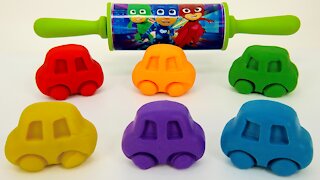 Learn Colors with 6 Color Play Doh Toy Cars and Vehicles Surprise Toys PJ Masks Disney for Toddlers