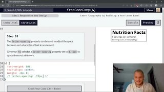 FreeCodeCamp Build a Nutrition Label