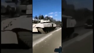 Russian T-80ys heading to the battlefield in a large column