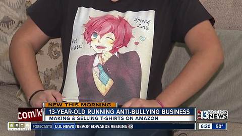 13-year-old girl making anti-bullying shirts