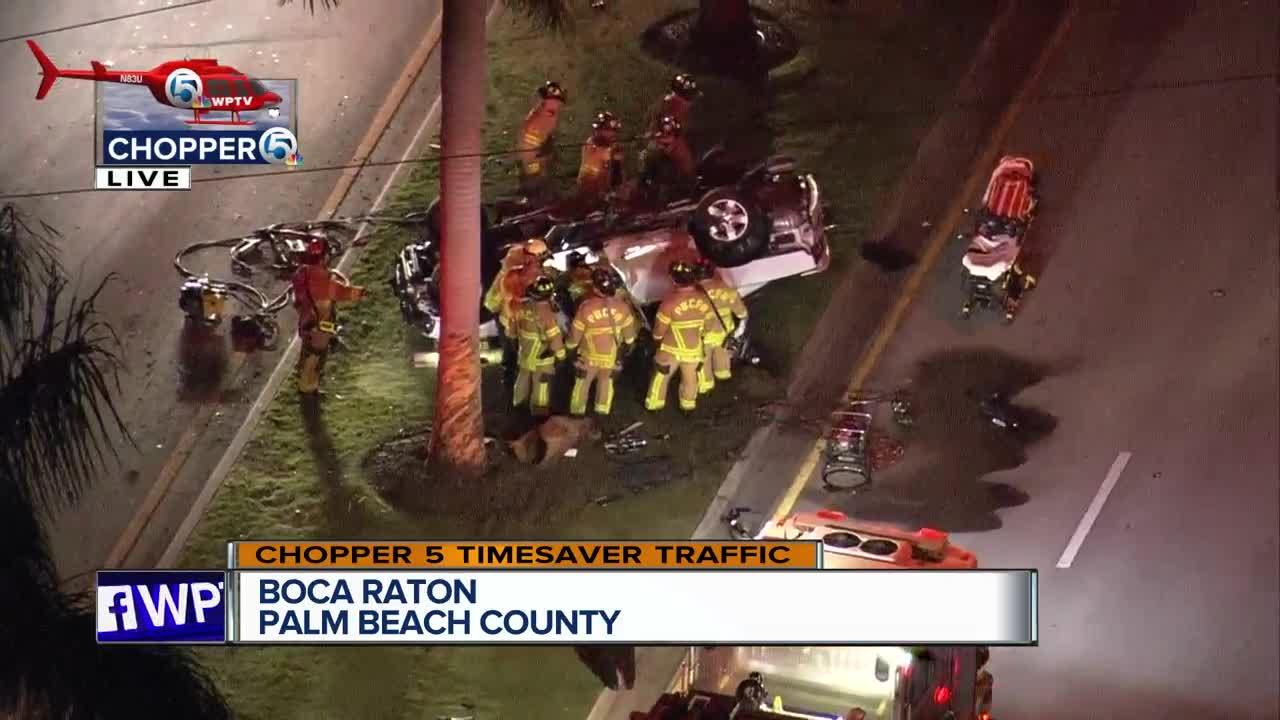 Crews respond to overturned vehicle in western Boca Raton