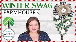 HOW TO MAKE FARMHOUSE WINTER CHRISTMAS SWAG | WREATH WALL DECOR DIY | EASY LOOP BOW TUTORIAL