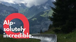 Breathtaking rollercoaster ride down Swiss alpine mountain