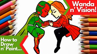 How to draw and paint Wanda Maximoff / Scarlet Witch and Vision