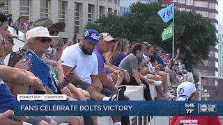 Fans celebrate Bolts victory at boat parade