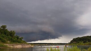 Strong storm over Lake Georgetown, Texas on fourth of July 2021