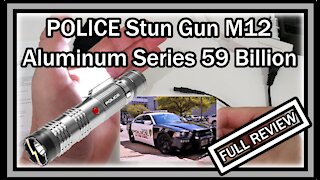 POLICE Stun Gun M12 - Aluminum Series 59 Billion with LED Flashlight FULL REVIEW With Instructions