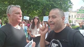 NYC Drivers unite Crashes The Pro-Congestion Pricing Tax Rally city hall park 8/17/23