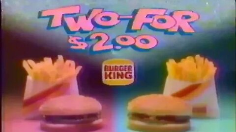Awesome 80's Burger King "Two For $2.00" TV Commercial