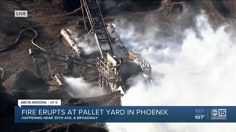 FD: 2nd alarm fire at pallet yard near 35th Ave and Broadway