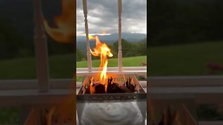 Testing the Tembo Tusk fire pit in the wind… works pretty well!